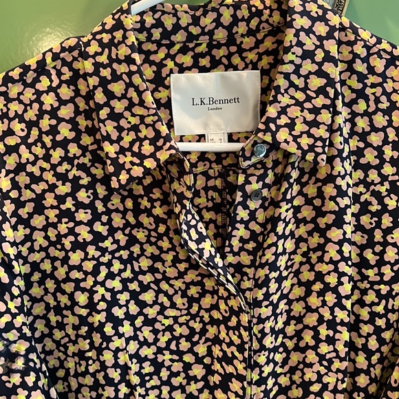 L.K.Bennett silk short sleeve long romper with tie at waist. Excellent condition - Picture 2 of 4